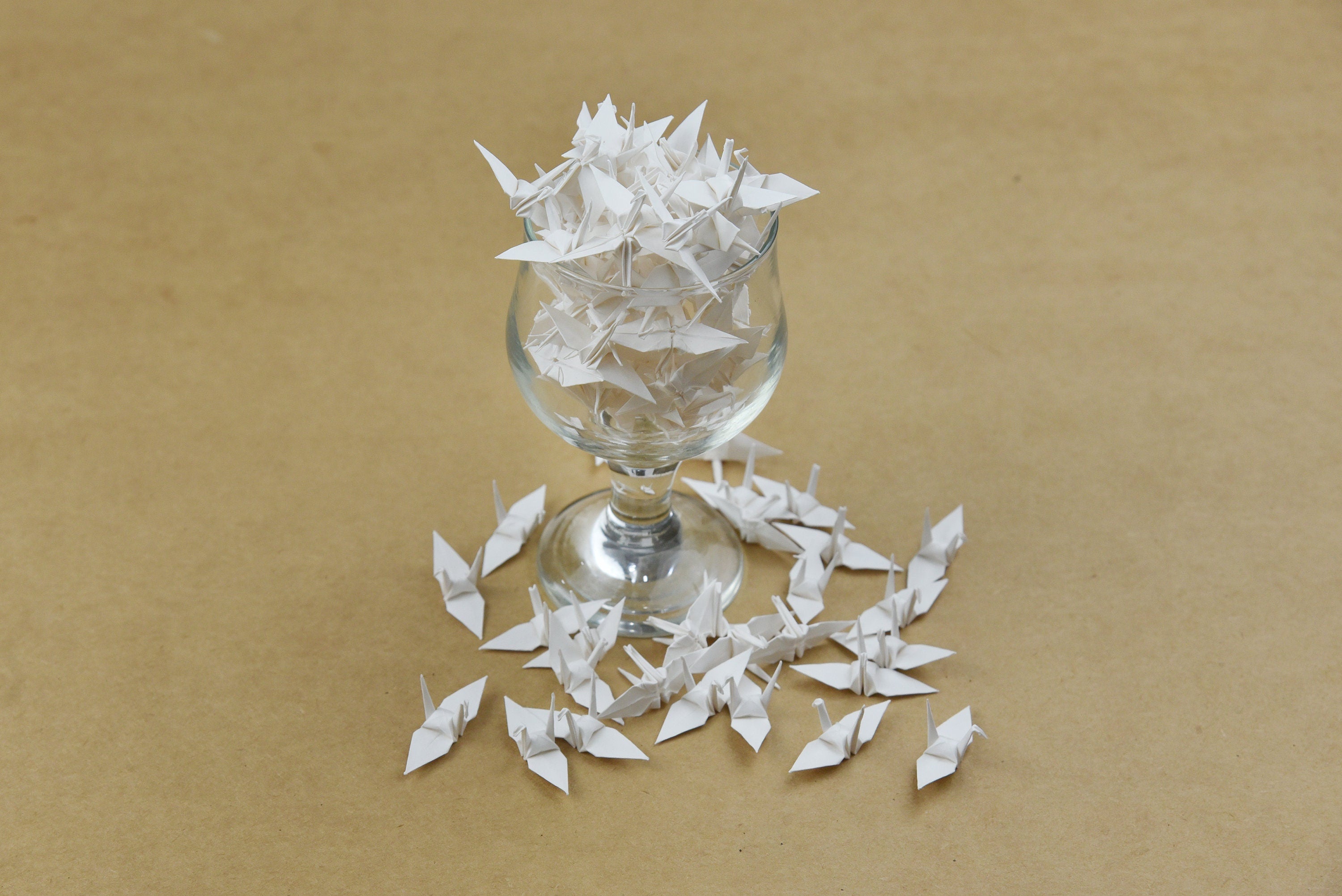 1000 Origami Paper Crane Ivory - Handmade Folded - 1.5 inch - Japan Ornament, Christmas, Wedding Decoration