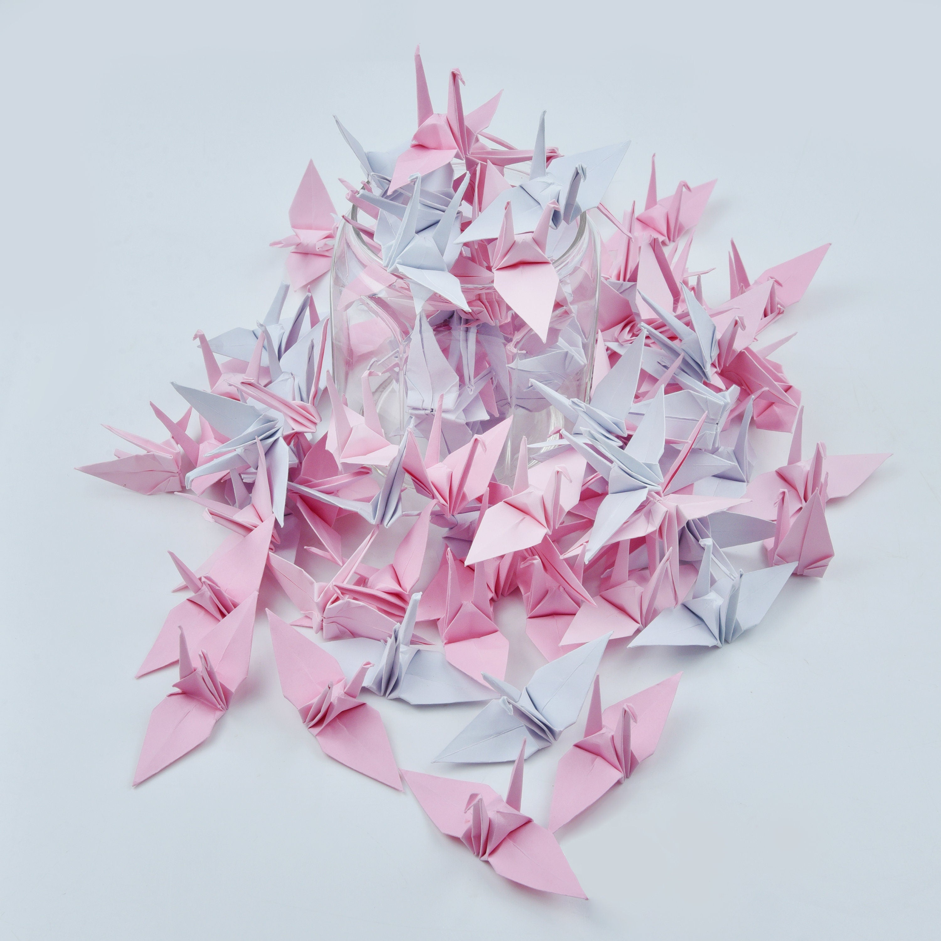 1000 Origami Paper Cranes Pink Shade Tone Made of 7.5cm (3x3 inches)