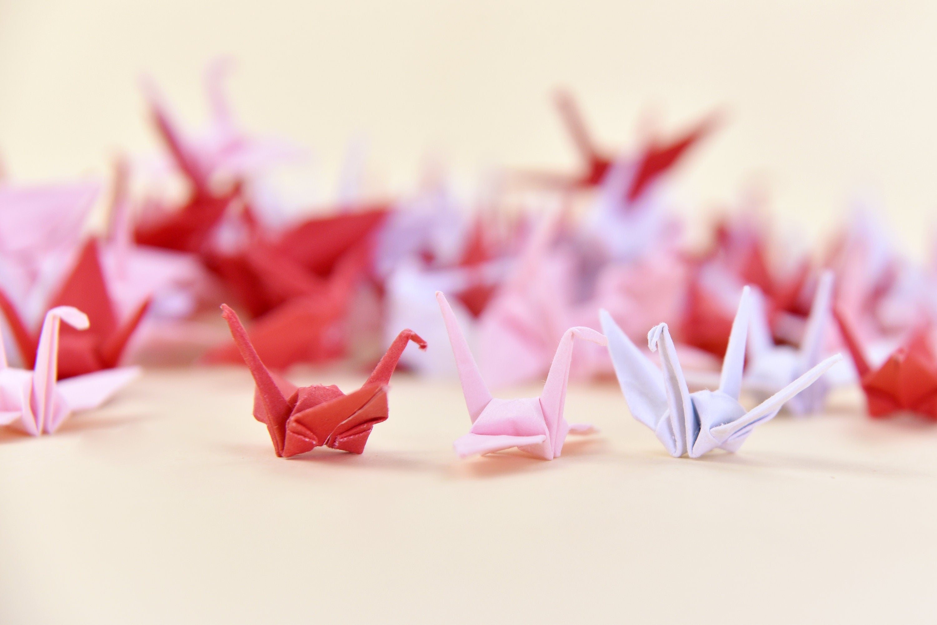 1000 Origami Paper Crane Red Pink White Shade Tone - Small 3.81 cm (1.5 inches) - for Wedding Party, Valentine Gift