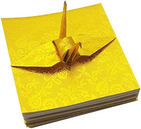 100 fogli di carta origami dorati - 3x3 pollici - Confezione di carta colorata per piegare, gru origami e decorazioni