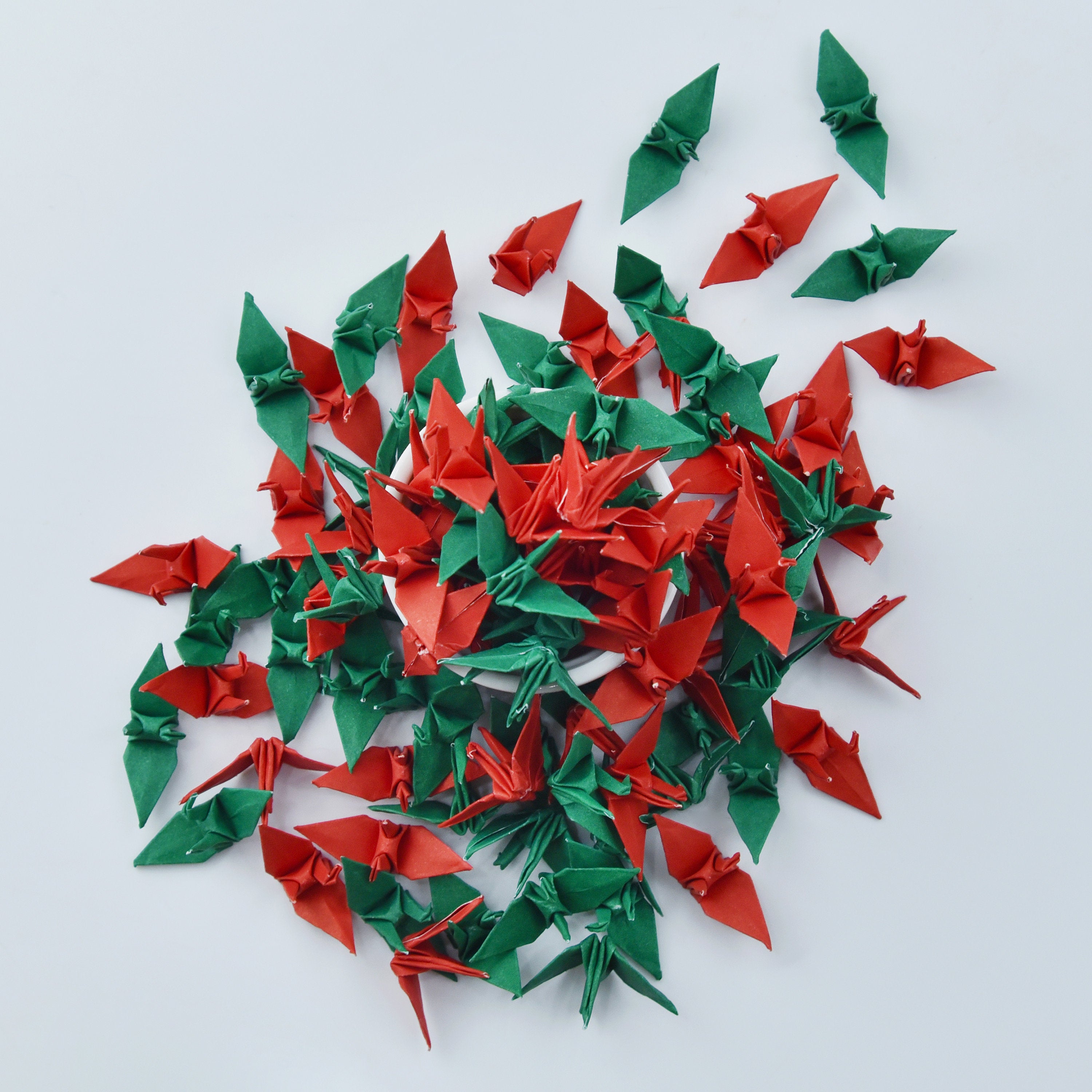 100 Christmas Origami Paper Cranes 3.81cm (1.5 inches)