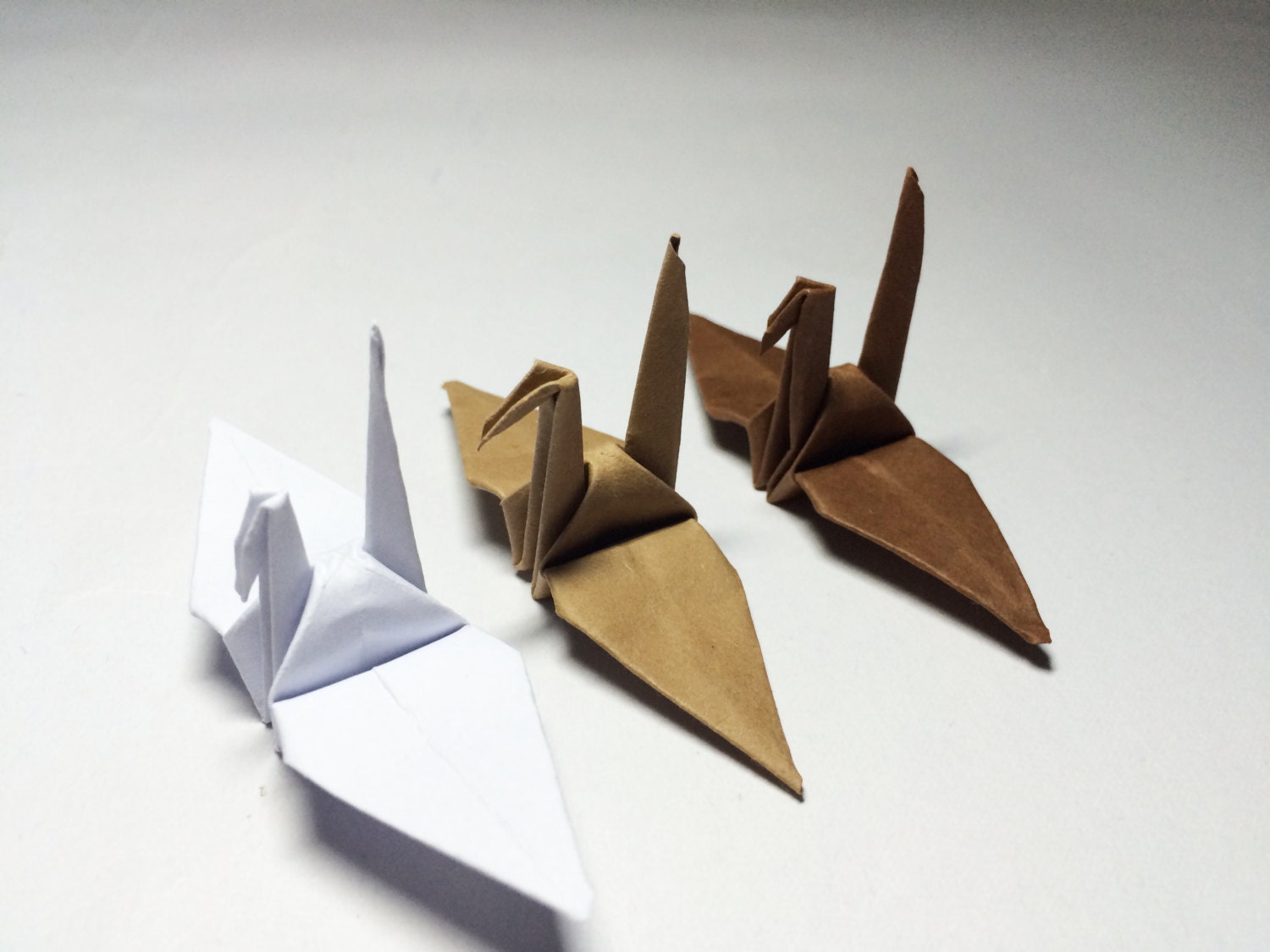 1000 gru di carta origami marrone - 3x3 pollici (7,5 cm) - bianco cocco - prefabbricate - decorazioni per matrimoni, regali di anniversario, San Valentino, fondale